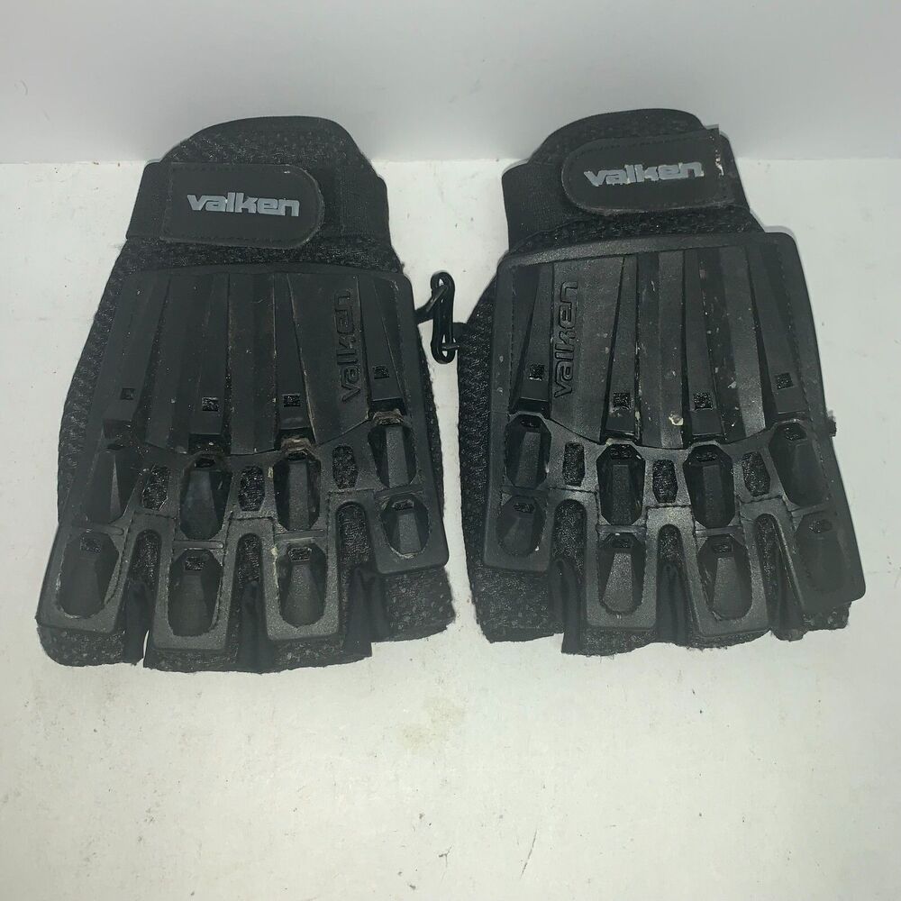 New Valken V-Tac Half Finger Plastic Back Paintball Gloves - Black